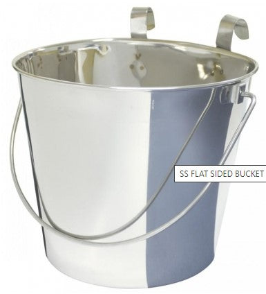 SS FLAT SIDED BUCKET PAIL 3.1Litres - TWO HOOKS